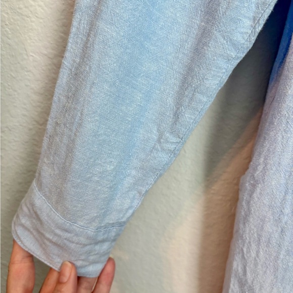 C&C California Light Blue Linen Blend Midi Shirt Dress Size Medium - Picture 9 of 12